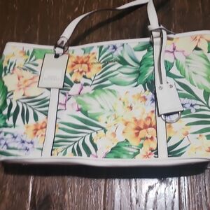 Dana Buchman Green and Yellow Tropical Tote